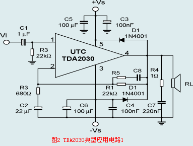 TDA2030典型應(yīng)用電路1