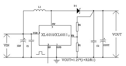 XL6010/XL6011實現(xiàn)BOOST功能示意圖