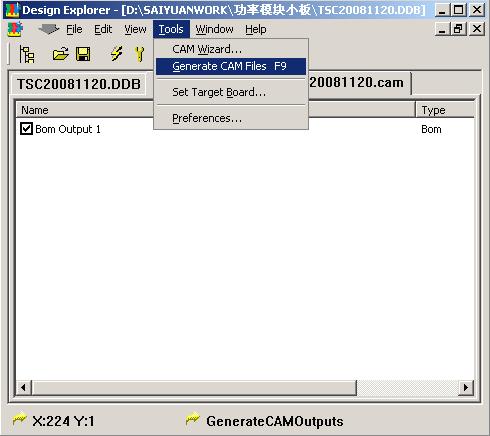 再通過GenerateCAMFiles生成BOM文檔