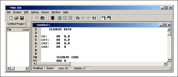 Figure 2. Use the project manager and editor windows to create a new file.