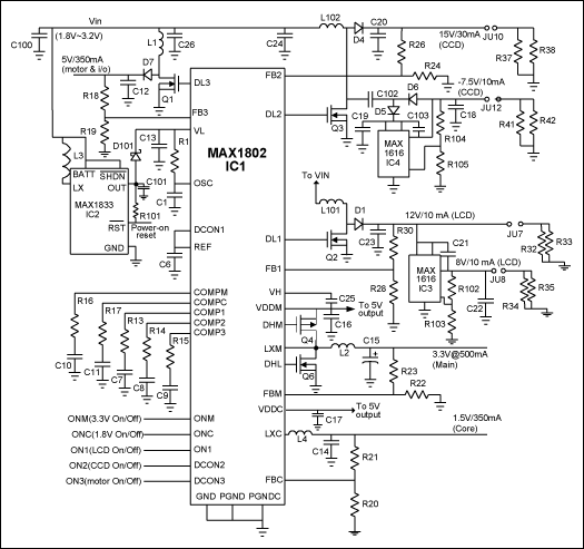 Figure 2. The MAX1802 application circuit for DSC (2AA cells as input).