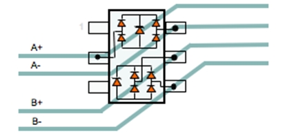 圖3：Rclamp0524S直通布線。