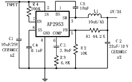 圖3：AP2953的典型應(yīng)用電路。