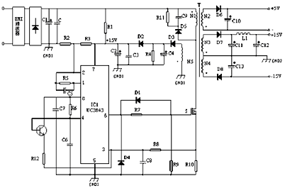 機(jī)內(nèi)輔助開關(guān)電源電路組成