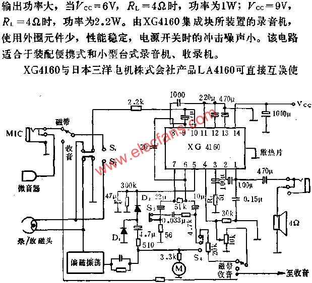 XG4160單片錄音機(jī)電路的應(yīng)用  wenjunhu.com