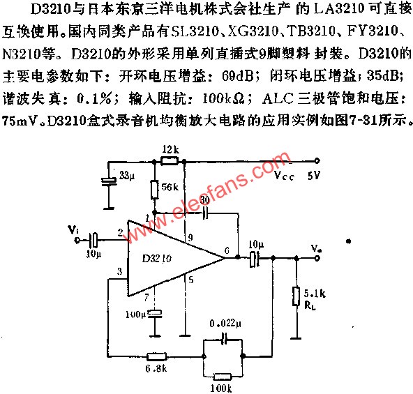 D3210錄音機(jī)均衡放大電路的應(yīng)用  wenjunhu.com