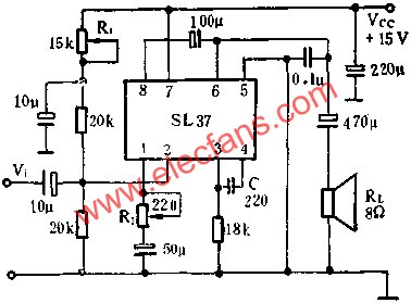 SL37音頻功率放大電路的應(yīng)用  wenjunhu.com