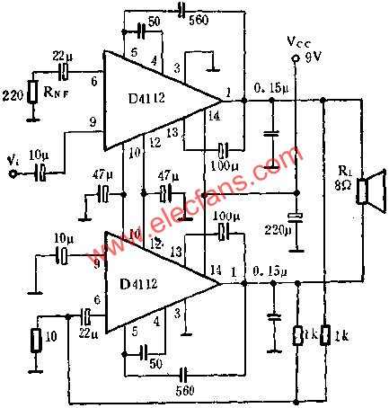 D4112音頻功率放大電路的應(yīng)用  wenjunhu.com