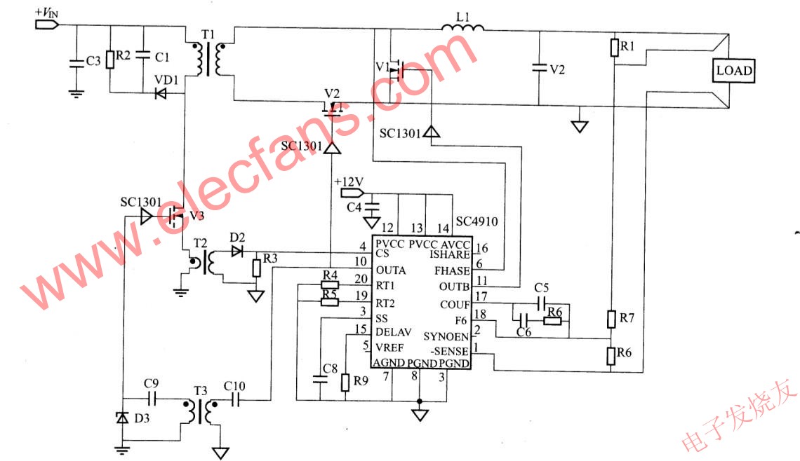 SC4910控制二次側(cè)同步整流電路 wenjunhu.com