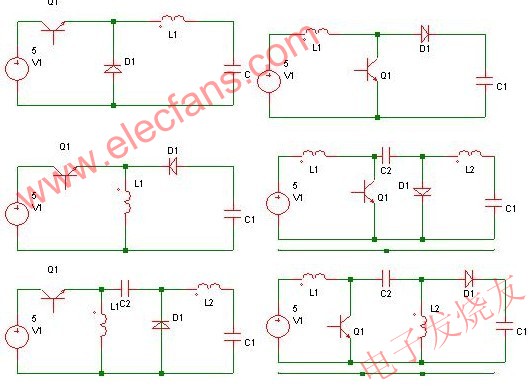 依次為buck,boost,buck-boost,cuk,zeta,sepic變換器 wenjunhu.com