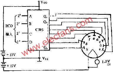 C305用兩組電源驅(qū)動20V熒光數(shù)碼管線路圖  wenjunhu.com