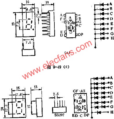 LED數(shù)碼管的管腳外引線排列電路圖  wenjunhu.com