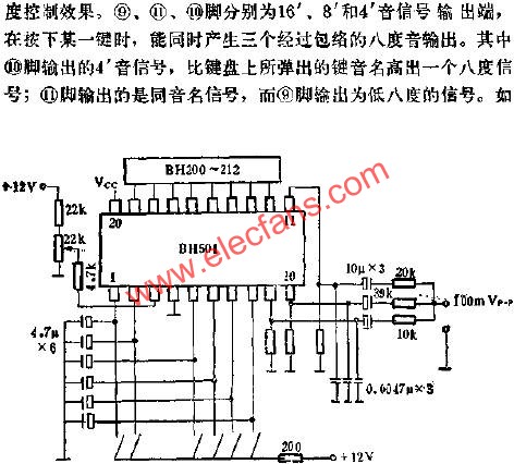 BH501鋼琴包絡(luò)門電路的應(yīng)用電路圖  wenjunhu.com