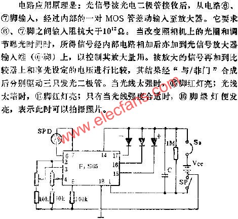 F3S05內(nèi)測光集成電路的應(yīng)用電路圖  wenjunhu.com