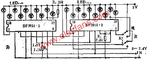 20位LED指示器的應(yīng)用電路圖  wenjunhu.com