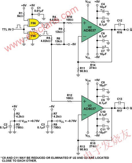 AD8037 PIN二極管驅(qū)動器電路 www.wenjunhu.com