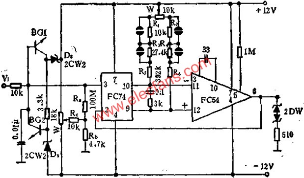 FC74與FC54運(yùn)放組成的電壓跟隨器電路圖  wenjunhu.com