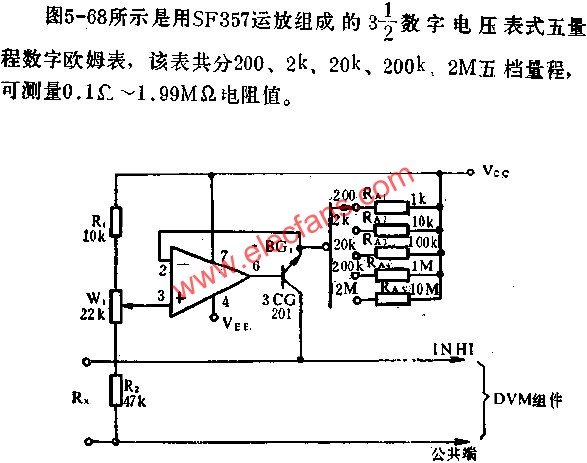 DVM五量程歐姆表電路圖  wenjunhu.com