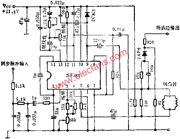 SF581場(chǎng)掃描電路的應(yīng)用電路圖  wenjunhu.com