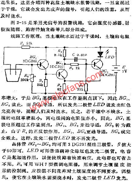 花盆土壤缸水報(bào)警電路之一  wenjunhu.com