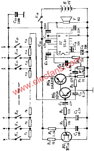 簡易玩具電子琴電路  www.wenjunhu.com