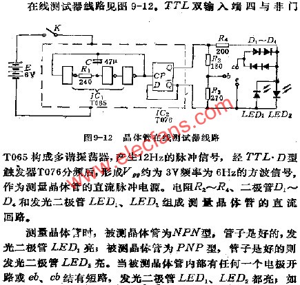 晶體管在線測(cè)試器電路  www.wenjunhu.com