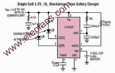 帶過(guò)流保護(hù)功能的LTC4052脈沖充電器 www.wenjunhu.com