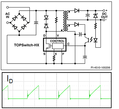 圖5:使用TOPSwitch-HX的標(biāo)準(zhǔn)反激式電路。（電子系統(tǒng)設(shè)計）