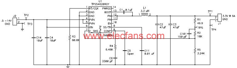 TPS54620應用電路及解決方案原理圖 wenjunhu.com