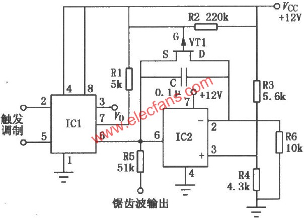 LM555組成的寬動(dòng)態(tài)脈寬調(diào)制器  wenjunhu.com