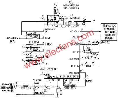 MAX134構(gòu)成的數(shù)字多用表基本電路  wenjunhu.com