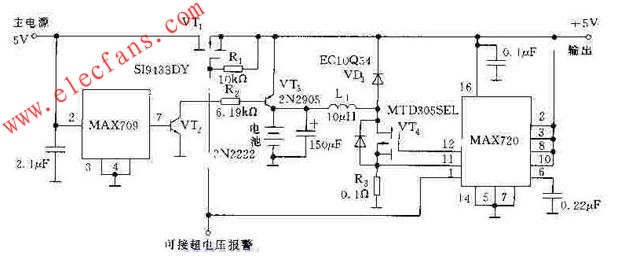 5V/1A的不間斷直流穩(wěn)壓電源電路原理圖