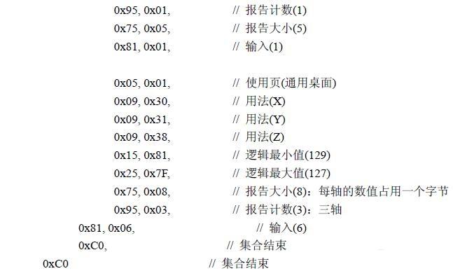 HID 類設備的報告描述符