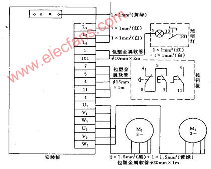 某機床電氣安裝接線圖