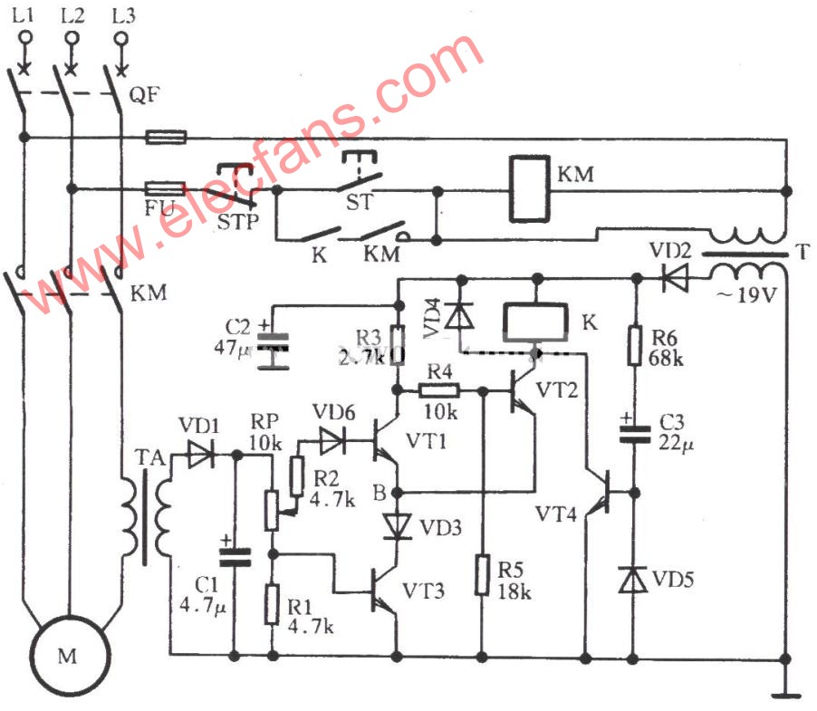 三相電動機(jī)過流保護(hù)電路圖 文章來源:http://wenjunhu.com