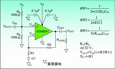 圖1：?jiǎn)坞娫垂╇娺\(yùn)算放大器的偏置方法。