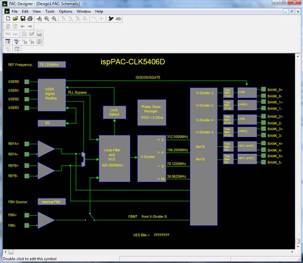 圖2：PAC-Designer 5.2中顯示的萊迪思ispClock5406D框圖。