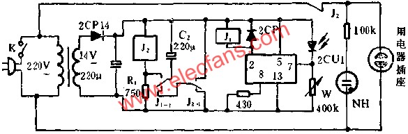 JEC-2組成光照式遙控開關(guān)電路圖 www.wenjunhu.com