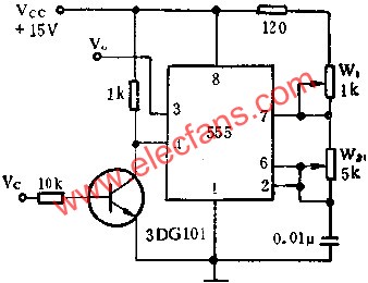 時基集成電路組成開關(guān)控制的脈沖發(fā)生器電路圖  wenjunhu.com