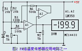 PN結(jié)溫度傳感器應(yīng)用電路