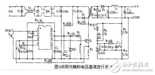 圖5 采用光耦和電壓基準(zhǔn)進(jìn)行反饋