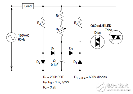 非常簡潔的LED吸頂泛光燈TRIAC調(diào)光電路