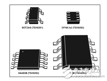 16兆赫的軌對軌CMOS,16V運算放大器TSX9291, TSX9292