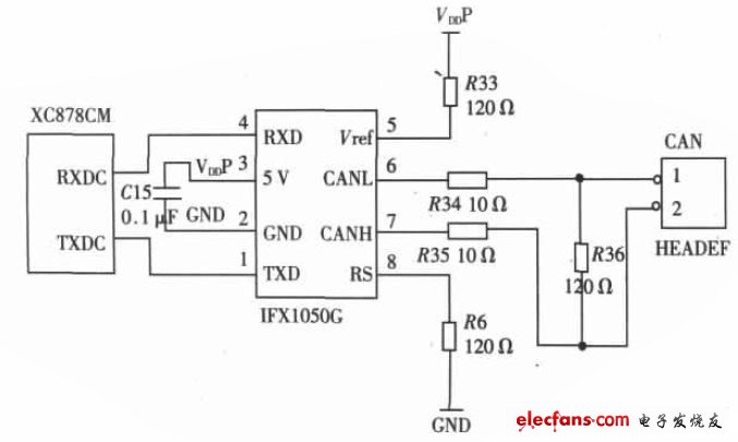 CAN 節(jié)點(diǎn)的接口電路圖