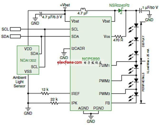 NCP5890組成的LED燈電路原理圖