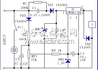 TWH8778組成的自動(dòng)斷電過壓保護(hù)電路圖