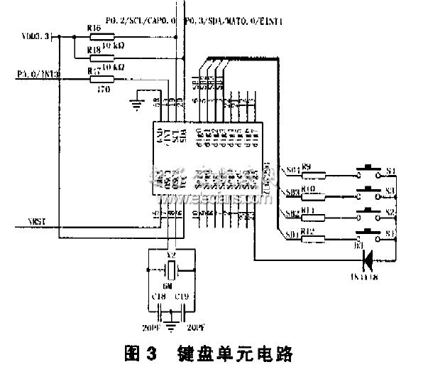 基于LPC221的瓦斯檢測儀鍵盤接口電路