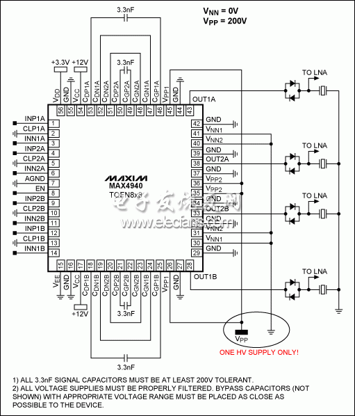 圖6。 MAX4940在一個單極的積極應用。