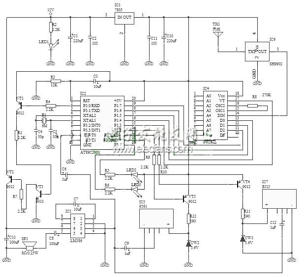 無(wú)線門鈴報(bào)警器電路