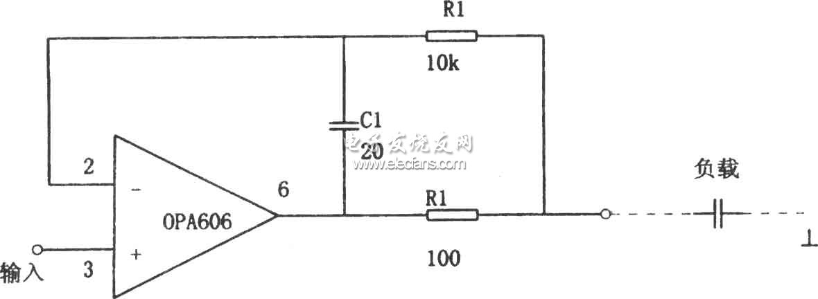 基于OPA606的隔離容性負載的緩沖器電路